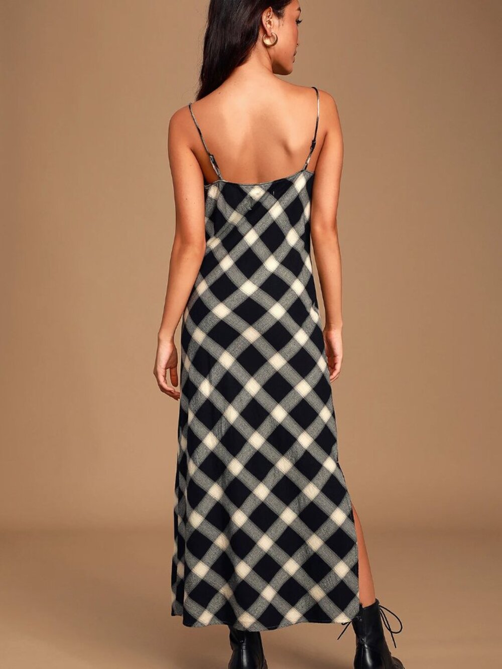 NWT Pistola Mari Black & White Multi Plaid Midi Slip Dress S - Picture 5 of 13